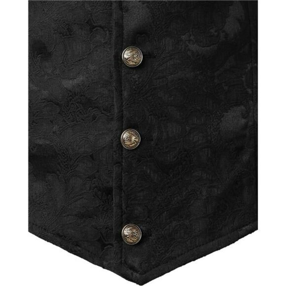 Mens Steampunk Gothic Vest Victorian Waistcoat Slim Fit Costume Dress Vest - Picture 5 of 7
